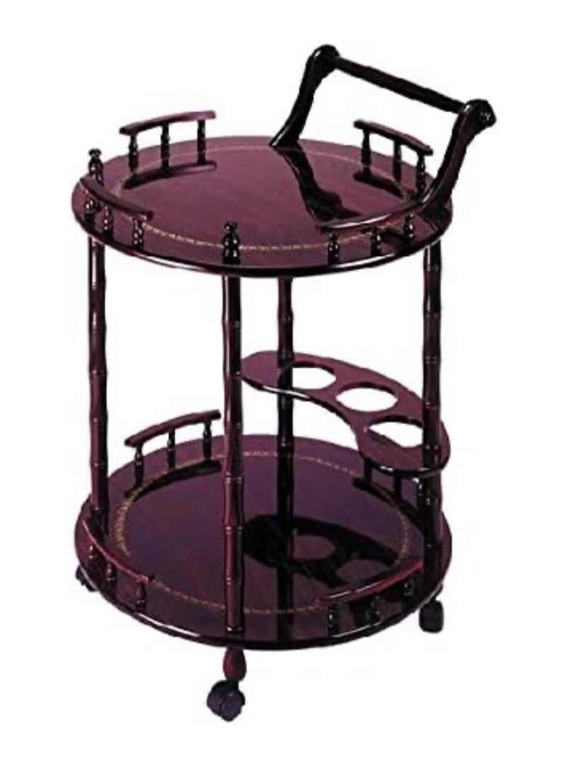 Tea Trolley, Two Tier Round Table, Serving wooden - Image 3