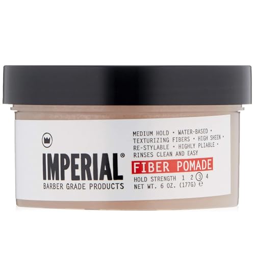 Imperial Barber Fiber Pomade - Medium Hold Water-Based High Sheen Formula with Texturizing Fibers 6 oz for Men's Hair Styling - Image 1