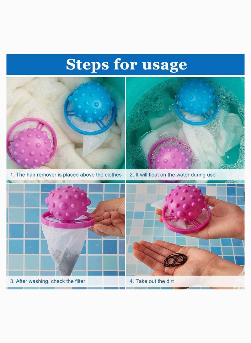 SYOSI Washing Machine Filter Bag Hair Remover,  Washer Hair Catcher, Reusable Laundry Float Lint Trap Mesh Bag, Portable Lint Filter Net Pouch Washing Machine (Purple, Blue, 2 Pieces) - Image 2