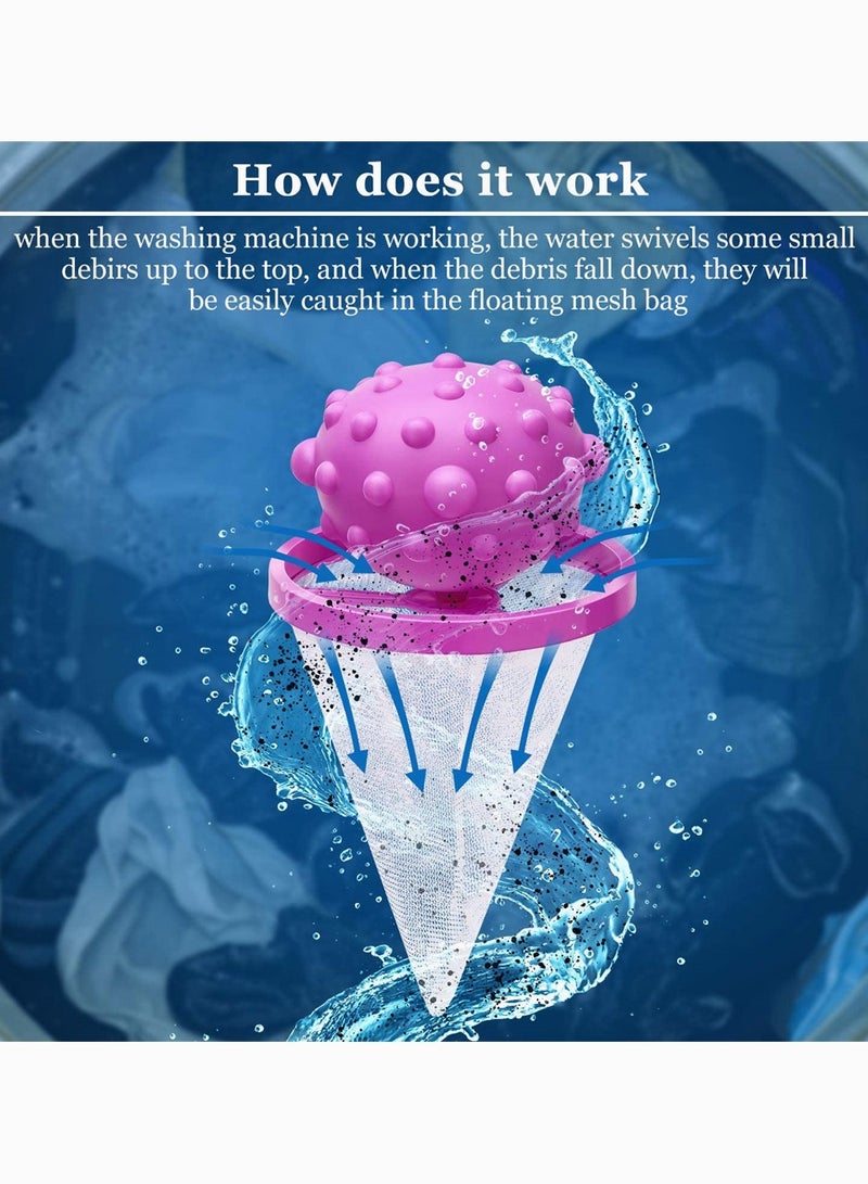 SYOSI Washing Machine Filter Bag Hair Remover,  Washer Hair Catcher, Reusable Laundry Float Lint Trap Mesh Bag, Portable Lint Filter Net Pouch Washing Machine (Purple, Blue, 2 Pieces) - Image 3