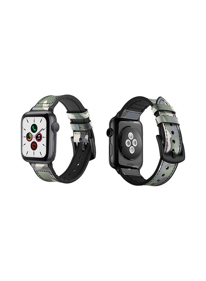 NIBEMINENT Hybrid Replacement Band For Apple Watch Series 5/4/3/2/1 40/38mm Camouflage Green - Image 2