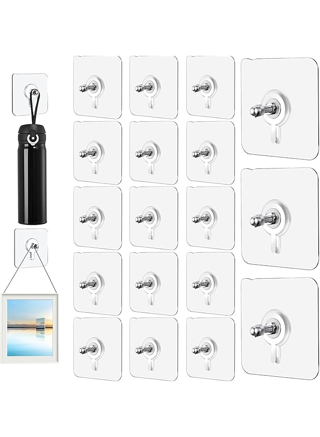 PROMASS promass 20Pcs Self Adhesive Hanging Nails, Wall-Mounted Screw Hook Punch-Free Seamless Screw Waterproof Wall Hook Heavy Duty Sticky Hooks for Kitchen Bathroom Home Office  - Image 1