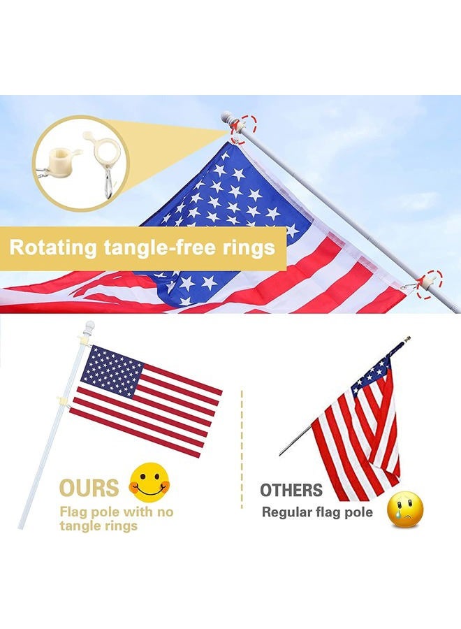 Barcetine White Flag Pole for House with Holder Bracket,5-6ft Tangle Free Flag Poles for Outside House,Heavy Duty House Flag Pole Kit for 3x5 American Flags, Metal Flagpoles Residential for Outdoor Porch Garage - Image 3