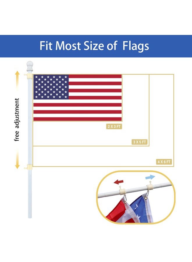Barcetine White Flag Pole for House with Holder Bracket,5-6ft Tangle Free Flag Poles for Outside House,Heavy Duty House Flag Pole Kit for 3x5 American Flags, Metal Flagpoles Residential for Outdoor Porch Garage - Image 2