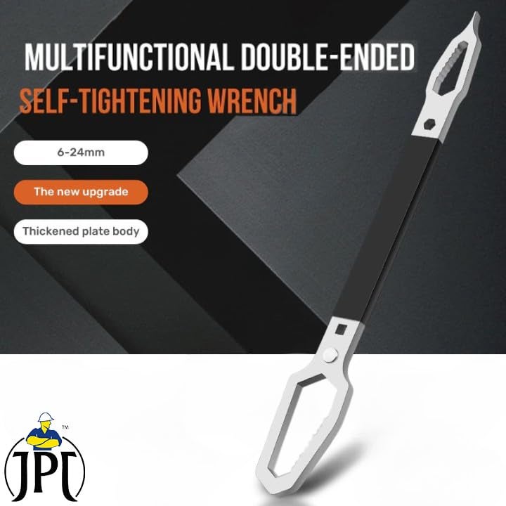 JPT Multifunction Double Head Sink Wrench | Slotted Screwdriver, Crow Bar, Survival Hammer Function | Double-ended Adjustable Wrench Tool | Suitable for 6-13mm Screws & Nuts - Image 4