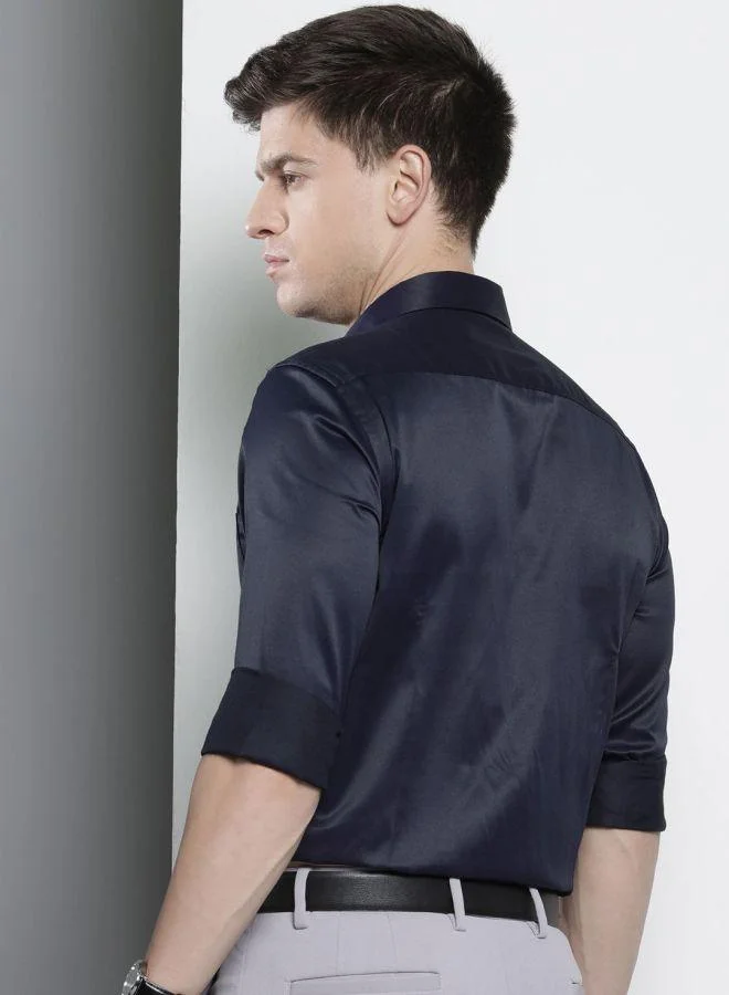 ذا انديان كراج كو Men Slim Fit Solid Full Sleeves Cutaway Collar Formal Shirt