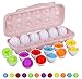 Hhyn Color Shape Matching Eggs for Toddlers Preschool Learning Educational Sorting Easter Eggs Toys Gift Recognition Skills for Kids Boys Girls with Pink Eggs Holder 12 Eggs - Image 3