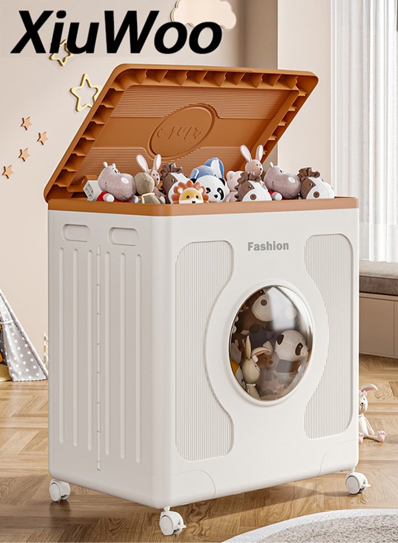 XiuWoo Multifunctional Large Toy Box for Living Room or Bedroom Area - 160L Extra Heavy-Duty Kids Toy Chest Storage with & Wheels, Foldable No Assembly Needed for kids Toys Kids Clothes Quilt - Image 1