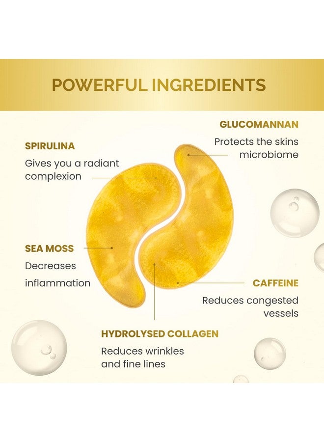 PLANTIFIQUE Gold Under Eye Patches for Puffy Eyes and Dark Circles 20 Pairs Under Eye Masks for Dark Circles and Puffiness Eye Gels with Collagen & Caffeine Anti Aging Gold Eye Mask Skincare - Image 3