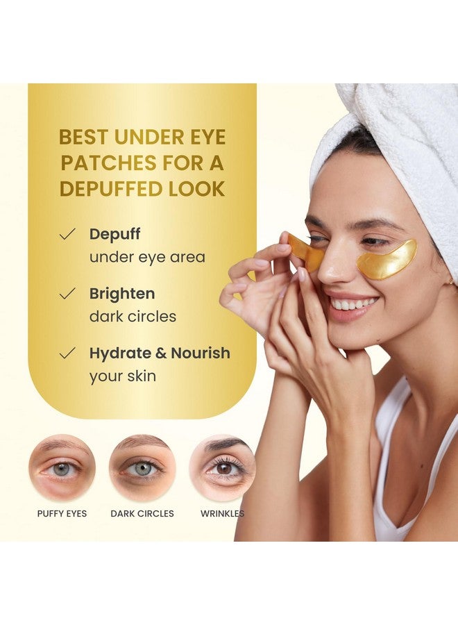 PLANTIFIQUE Gold Under Eye Patches for Puffy Eyes and Dark Circles 20 Pairs Under Eye Masks for Dark Circles and Puffiness Eye Gels with Collagen & Caffeine Anti Aging Gold Eye Mask Skincare - Image 2