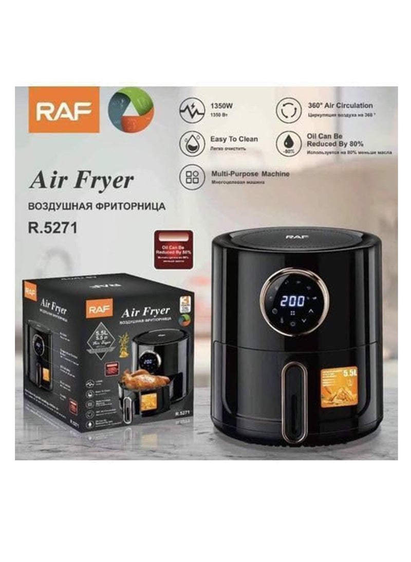 RAF Air Fryer Digital Rack, 5.5 Liter, 1350 Watt, Black - R-5271 - Image 2