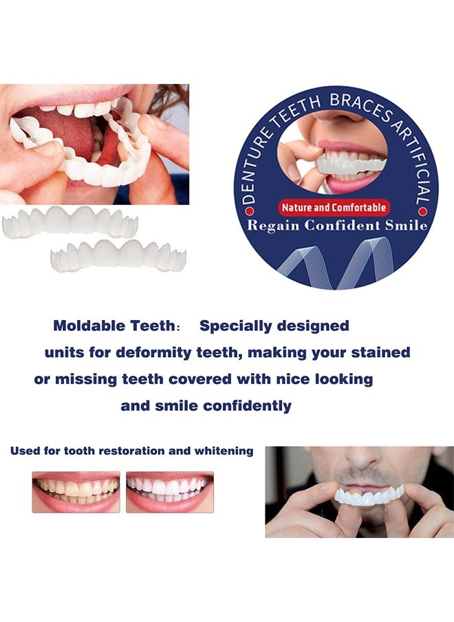 Ocean Instant Veneers Dentures Fake Teeth Braces Whitening Cosmetic Tooth Covering Snap on Smile Teeth Top and Bottom Clip in Veneers Teeth Temporary Upper and Lower False Teeth for Men and Women  - Image 3