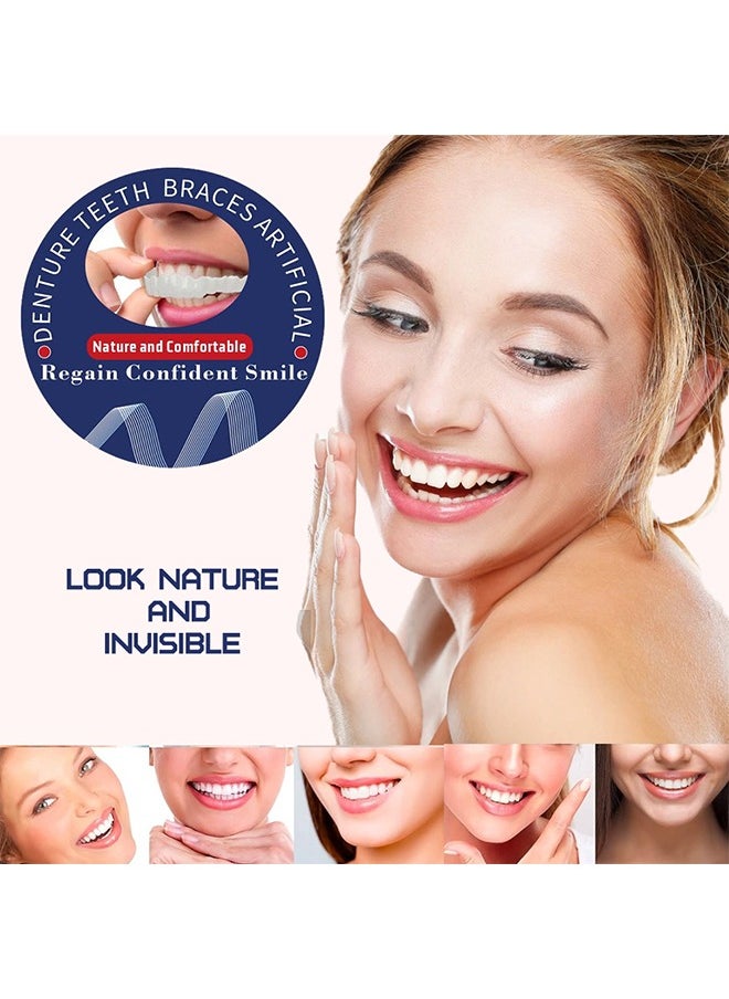 Ocean Instant Veneers Dentures Fake Teeth Braces Whitening Cosmetic Tooth Covering Snap on Smile Teeth Top and Bottom Clip in Veneers Teeth Temporary Upper and Lower False Teeth for Men and Women  - Image 2