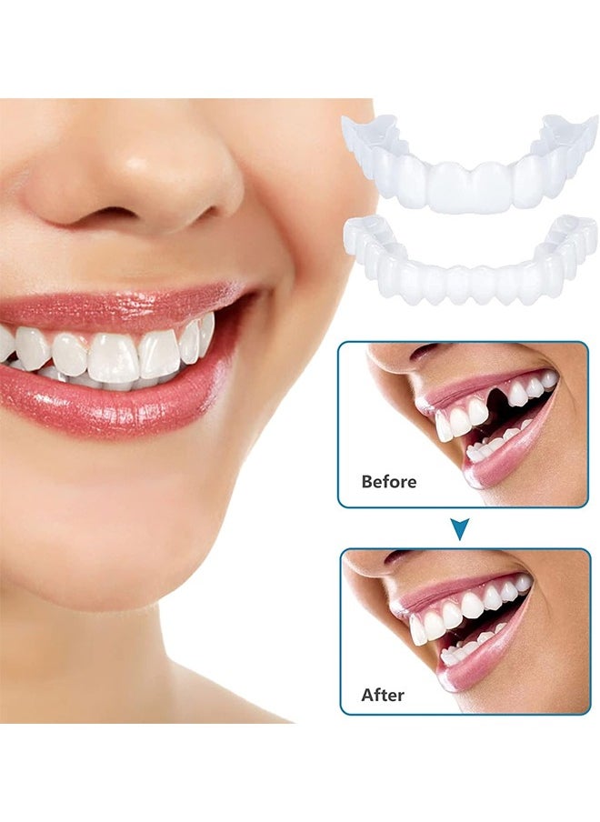 Ocean Instant Veneers Dentures Fake Teeth Braces Whitening Cosmetic Tooth Covering Snap on Smile Teeth Top and Bottom Clip in Veneers Teeth Temporary Upper and Lower False Teeth for Men and Women  - Image 4