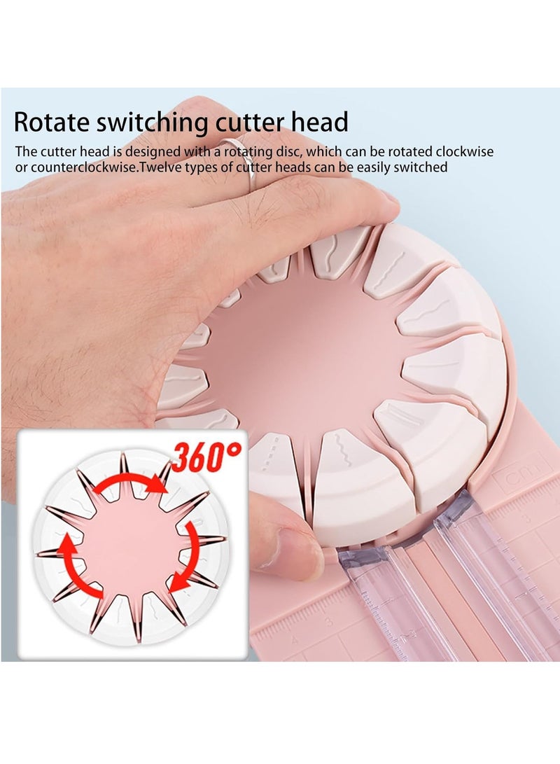 Paper Cutting Machine, 12-In-1 Multi-Function Cutting Machine Paper Cutting Machine, Equipped With Pink Size Scrapbook, Photo Card, Gift Packaging - Image 5