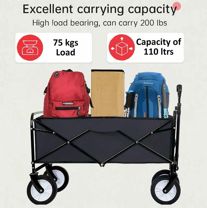 HEBEZON Mishrit Foldable Utility Wagon Cart Trolley Utility Grocery Wagon for Camping Shopping - Image 5