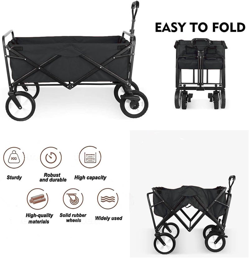 HEBEZON Mishrit Foldable Utility Wagon Cart Trolley Utility Grocery Wagon for Camping Shopping - Image 2