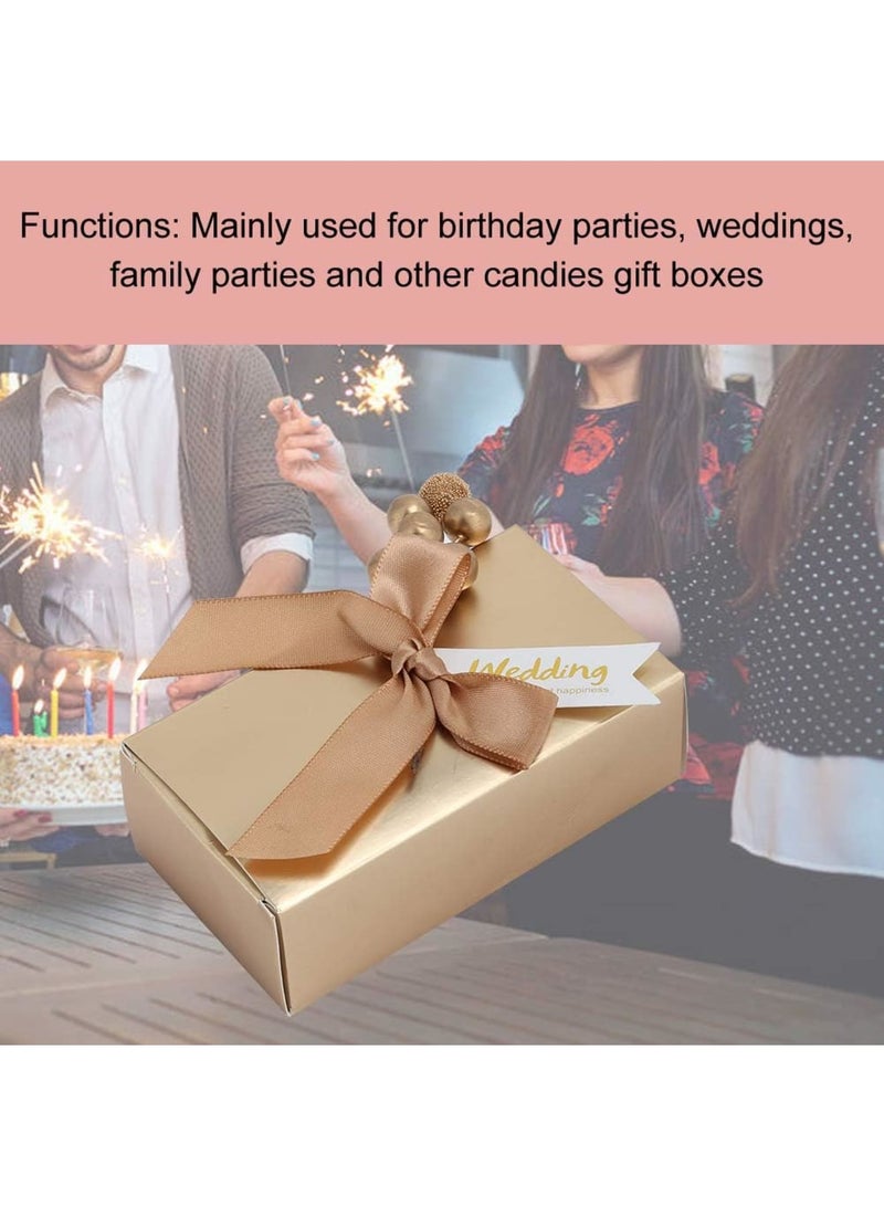 SYOSI 50 Pack Glossy Gold Paper Champagne Color Candy Gift Boxes for Bridal Shower, Baby Shower, Favors Small Candy Packing Box, Wedding Party Favor Boxes, Graduation Gift with Bows Flowers and Tags (Gold) - Image 3