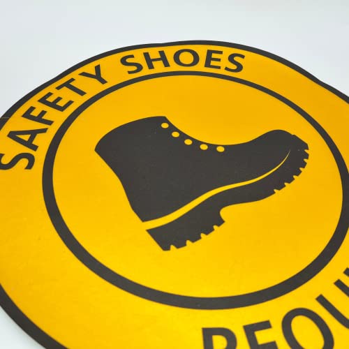 TRADESAFE Safety Shoes Required Anti-Slip Floor Sticker - Closed Toe Shoes Required Caution Sign, Peel and Stick Adhesive Vinyl Sign, ANSI-Compliant, 17” Diameter Round Sticker - Image 4