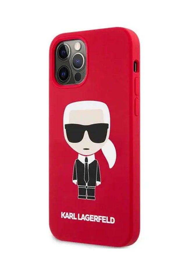 كارل لاغرفيلد جراب iPhone 12 / 12 Pro مقاس 6.1 بوصة من السيليكون السائل من Ikonik غطاء كامل الجسم / جراب بحلقة مرفوعة / تصميم رفيع / سهل التركيب / حماية من السقوط والصدمات - أحمر - Image 2