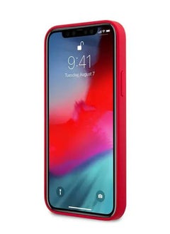 كارل لاغرفيلد جراب خلفي من السيليكون السائل لهاتف iPhone 12 / 12 Pro مقاس 6.1 بوصة من Ikonik / جراب بحلقة مرفوعة / تصميم نحيف / سهل التركيب / حماية من السقوط والصدمات / جراب PU Saffiano - أحمر  - Image 5