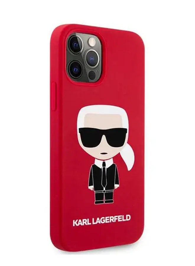 كارل لاغرفيلد جراب iPhone 12 / 12 Pro مقاس 6.1 بوصة من السيليكون السائل من Ikonik غطاء كامل الجسم / جراب بحلقة مرفوعة / تصميم رفيع / سهل التركيب / حماية من السقوط والصدمات - أحمر - Image 3