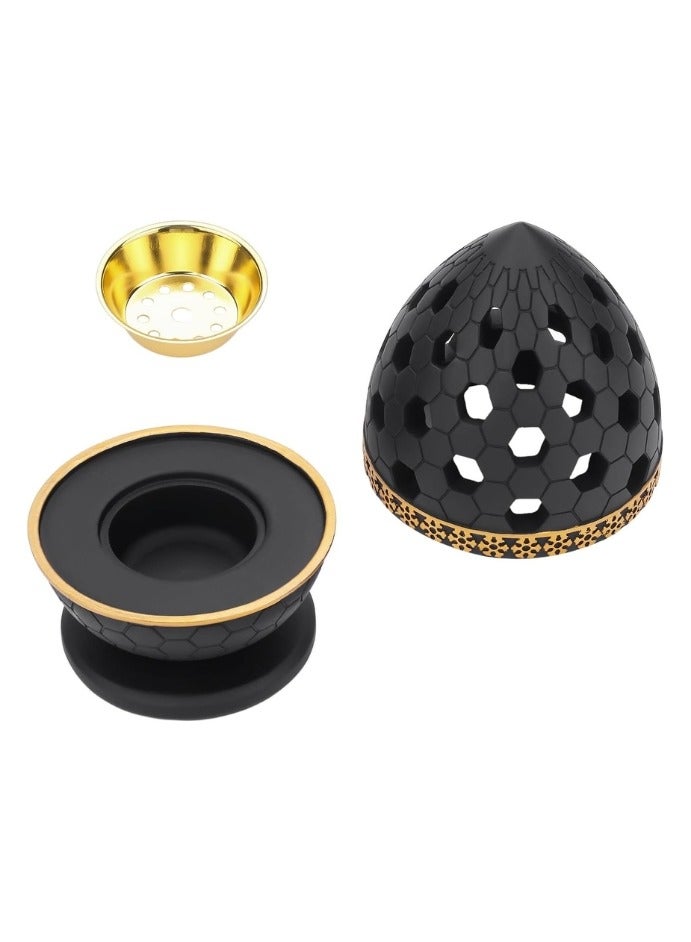 daroge Ceramic Incense Burner - Golden Metal Tray Inside - Dome Style Oud Burn Stand Used for Indoor Air Purification/Home Decoration/Meditation - Chocolate - Image 2