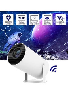 Mini Projector HY300 4K 1080p Portable Projector 120 ANSI Smart Projector with 5G WiFi Android 11.0 130 Inch Screen Outdoor Home Video Projector 180 Degree Flip Round Design