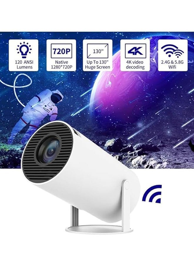 Generic - Mini Projector HY300 4K 1080p Portable Projector 120 ANSI Smart Projector with 5G WiFi Android 11.0 130 Inch Screen Outdoor Home Video Projector 180 Degree Flip Round Design - Image 1