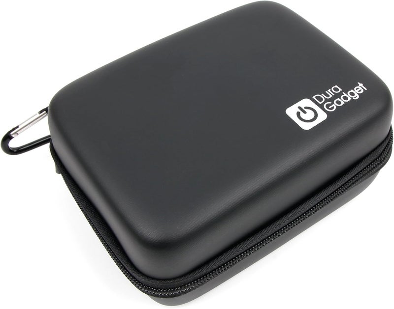 DURAGADGET Black Hard Shell EVA Box Case with Carabiner Clip Twin Zips Oximeter NOT Included Ideal for Storing your Beurer PO30 Pulse Oximeter - Image 1