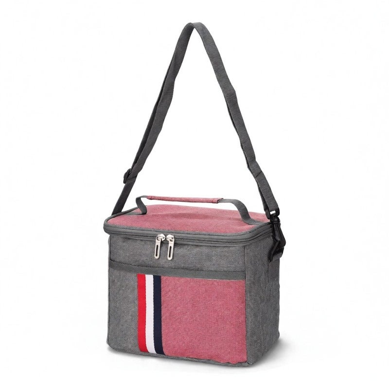 Aluminium Foil Lunch Bag Pink: Waterproof Stain-resistant Fabric - Easy-to-clean Alloy Zipper Insulation Bag for Office Camping Picnic - Image 1