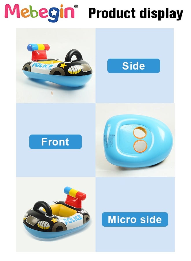 MEBEGIN - Police Car Shape Baby Pool Float with Safty Seat 71*57cm, Inflatabl Baby Swim Floatie for Baby Toddler Pool Swimming Tools,Pool Floaties Lounge for Summer Seat Boat Inflatable Swimming Ring Trainer Wa - Image 1