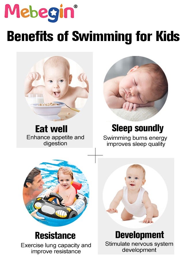 MEBEGIN - Police Car Shape Baby Pool Float with Safty Seat 71*57cm, Inflatabl Baby Swim Floatie for Baby Toddler Pool Swimming Tools,Pool Floaties Lounge for Summer Seat Boat Inflatable Swimming Ring Trainer Wa - Image 1