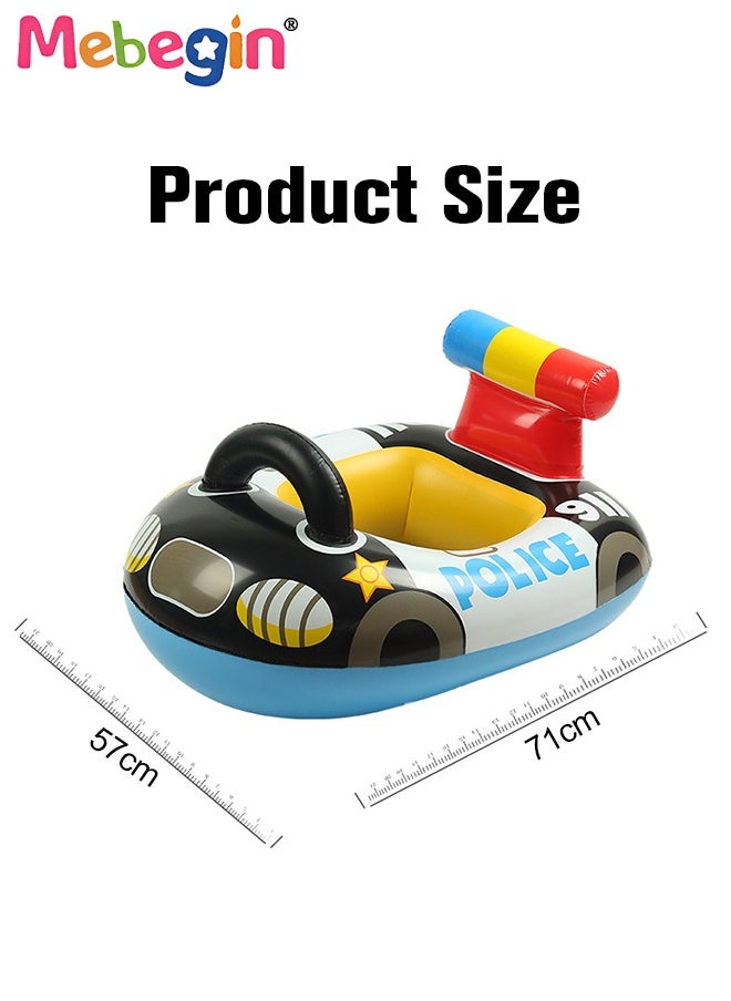 MEBEGIN - Police Car Shape Baby Pool Float with Safty Seat 71*57cm, Inflatabl Baby Swim Floatie for Baby Toddler Pool Swimming Tools,Pool Floaties Lounge for Summer Seat Boat Inflatable Swimming Ring Trainer Wa - Image 1