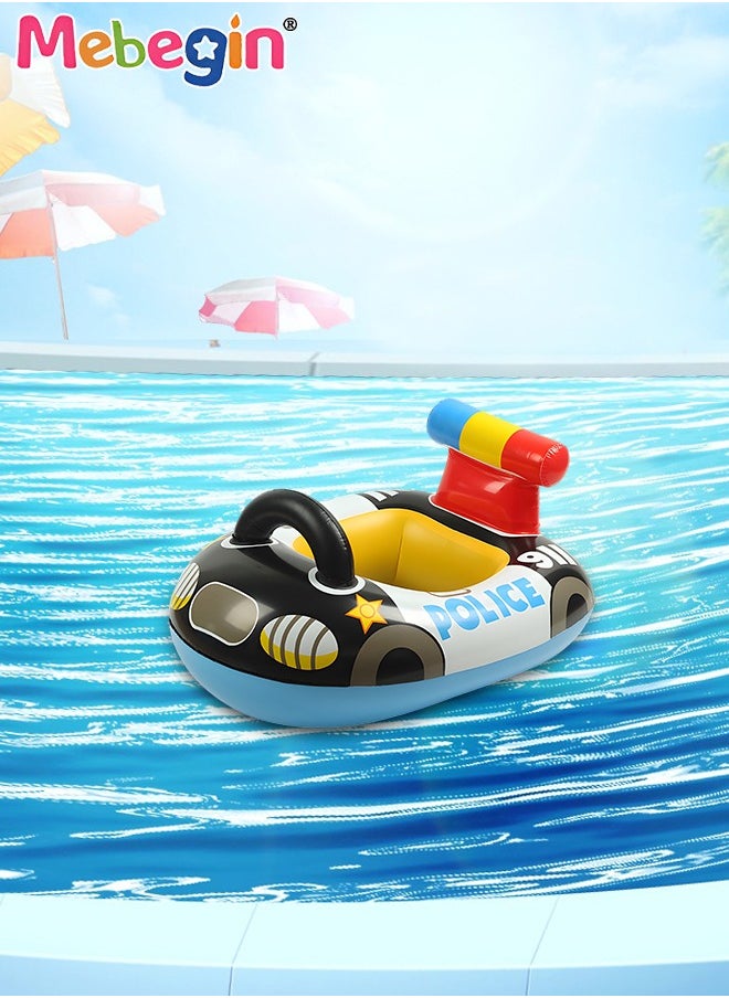 MEBEGIN - Police Car Shape Baby Pool Float with Safty Seat 71*57cm, Inflatabl Baby Swim Floatie for Baby Toddler Pool Swimming Tools,Pool Floaties Lounge for Summer Seat Boat Inflatable Swimming Ring Trainer Wa - Image 1