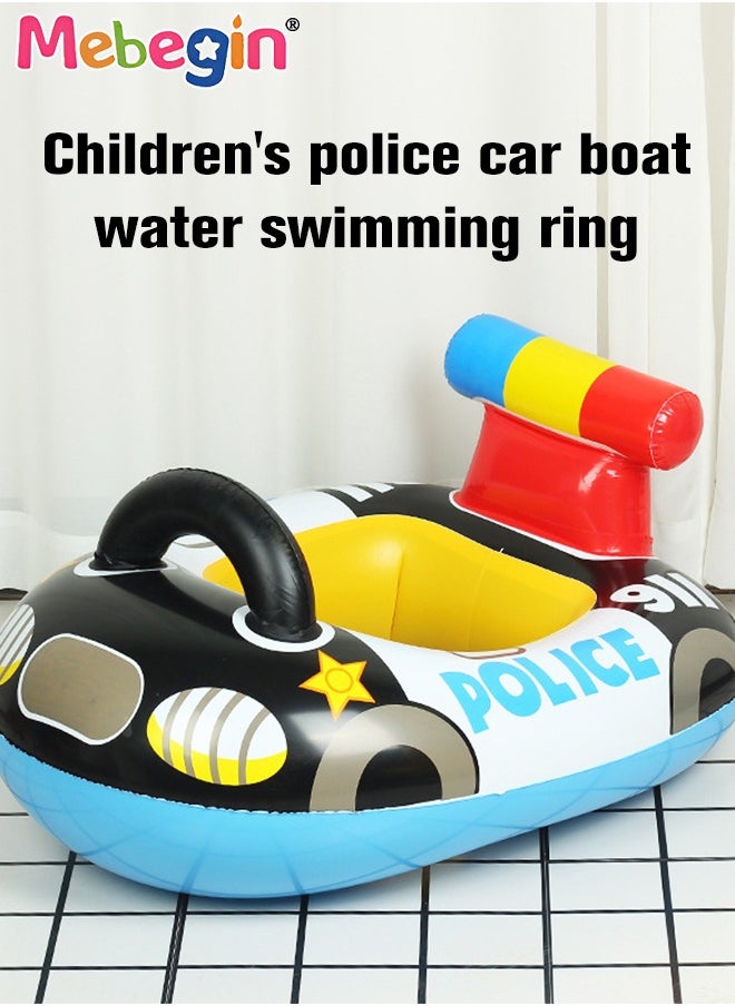 MEBEGIN - Police Car Shape Baby Pool Float with Safty Seat 71*57cm, Inflatabl Baby Swim Floatie for Baby Toddler Pool Swimming Tools,Pool Floaties Lounge for Summer Seat Boat Inflatable Swimming Ring Trainer Wa - Image 1