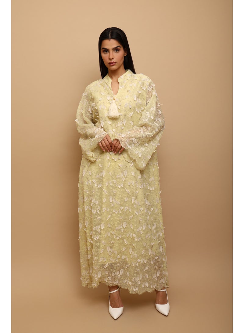 اكسا جلابية اككسا مليكة IK5030 اصفر - Image 3