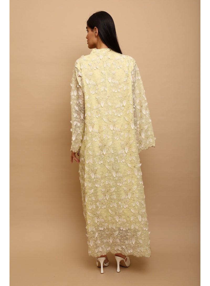 اكسا جلابية اككسا مليكة IK5030 اصفر - Image 4