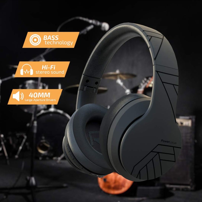 PowerLocus Wireless Bluetooth Headphones, Over Ear Headphones with Microphone, 50H Playtime, HiFi Stereo Sound, Deep Bass, Soft Earmuffs, Foldable Lightweight Headphones for Travel/PC/Cell Phone - Image 5