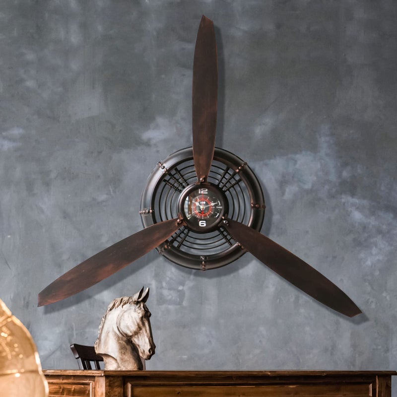 YOUKI Airplane Propeller Wall DecorAviation DecorPilot GiftsPropeller Wall SculpturesWall Art for Kitchen BedroomLiving RoomKitchenBathroom Battery OperatedMetalBronze
