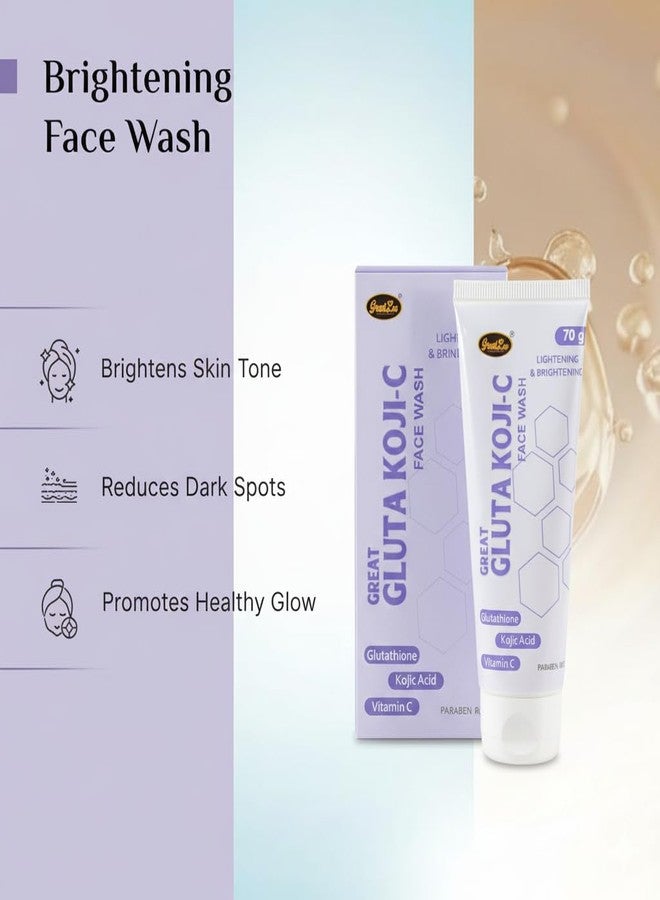 Great Gluta Koji-C Face Wash with Glutathione, Kojic Acid, Vitamin C, Lightening & Brightening, Reduces Dark Spots, Promotes Healthy Glow, Paraben Free - 70g - Image 3