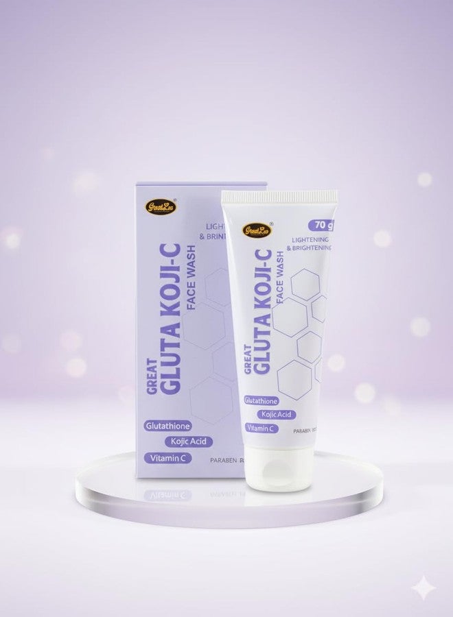 Great Gluta Koji-C Face Wash with Glutathione, Kojic Acid, Vitamin C, Lightening & Brightening, Reduces Dark Spots, Promotes Healthy Glow, Paraben Free - 70g - Image 2