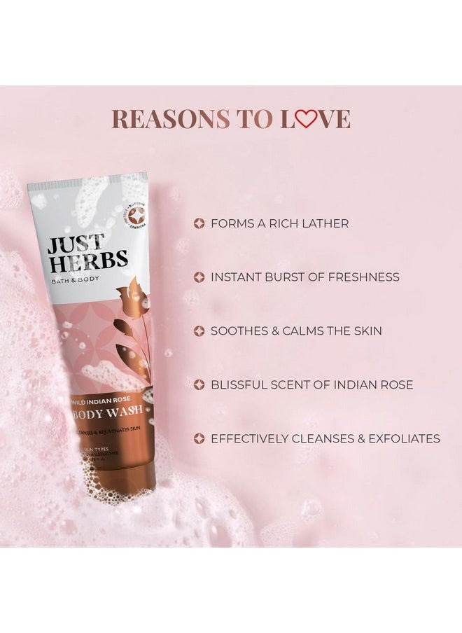 Just Herbs Organic Wild Indian Rose Refreshing Body Wash Gel For Men & Women Cleanses Exfoliates And Paraben Free 200 Ml  - Image 3
