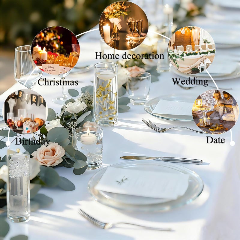 UDU 12 Set Glass Vases for Centerpieces with 24 White Floating Candles 80000 Vase Filler 6 Pearl String Party Event Home Wedding Centerpieces for Tables Decorations - Image 5