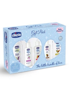 Chicco Baby Moments Baby Essentials Gift Pack (Blue) With 5 Baby Skin & Haircare Products | Baby Care Gift Set For Newborn Baby Shower, New Parents, And Birthdays | Phenoxyethanol Free  - Image 1