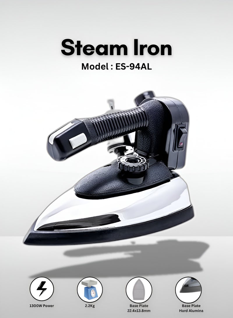 Silver Star Industrial Electric Steam Iron ES94AL Built for efficiency and long-term durability with 1300W  |One-Touch Button and 5 Levels Dial Adjustment - Image 1