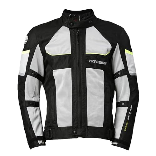 TVS Riding Jacket with Impact Resistance& High Abrasion, Challenger 3-Layer with All Weather Adaptability, CE Level 2 Armour Protection- Bike Jackets for Men, Tailored Comfort - (Grey-XL) - Image 1