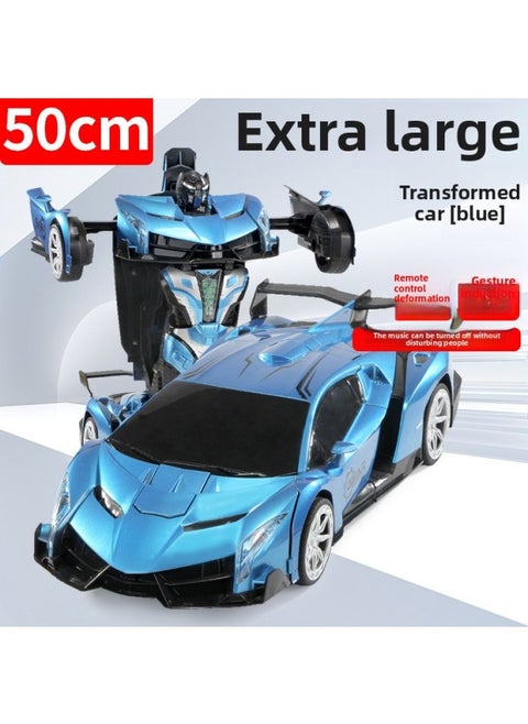 Gesture Induction Deformation Remote Control Car Children's Large Charging Racing King Kong Robot Boy Voice Control Toy-Color:Upgraded To 3 Sets Of Batteries (135 Minutes Of Battery Life + Lifetime Warranty + Remote Control Screwdriver) - Big Mac 50cm - Painted Yellow ( Gesture + Handle Remote Control)