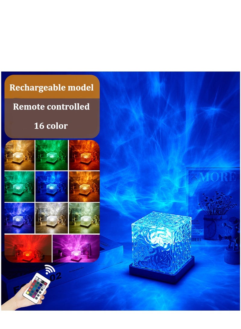 Furtey 16 Colors Water Ripple Night Light Creative Bedside Flame Atmosphere Light Romantic Table Lamp Gift Starry Sky Projection Light - Image 1