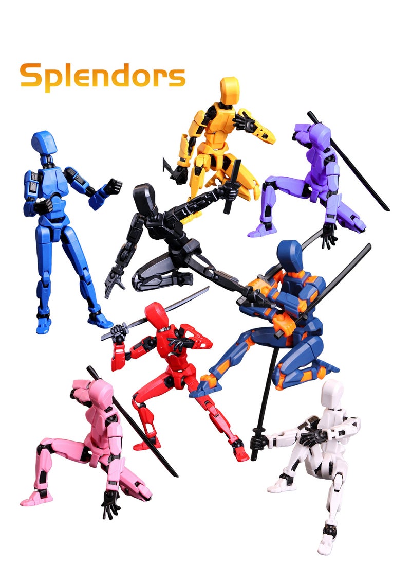 Splendors 3D Printing Multi-joint Figure Toys Flexible Joints Action Figure Assembling Toy Robot Puppet Knickknacks Creative Toys Pack Of 8 For Children Kids Perfect Gift  - Image 1